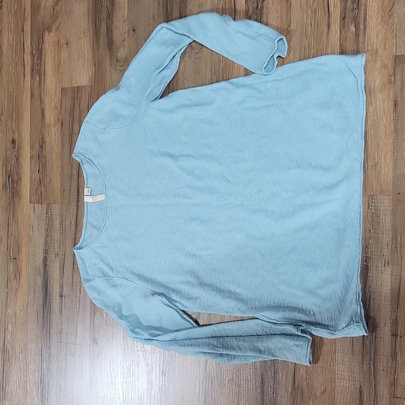 J. JILL PURE JILL Aqua Blue Scoop Neck Cotton Linen Blend Lightweight Sweater - Picture 3 of 11